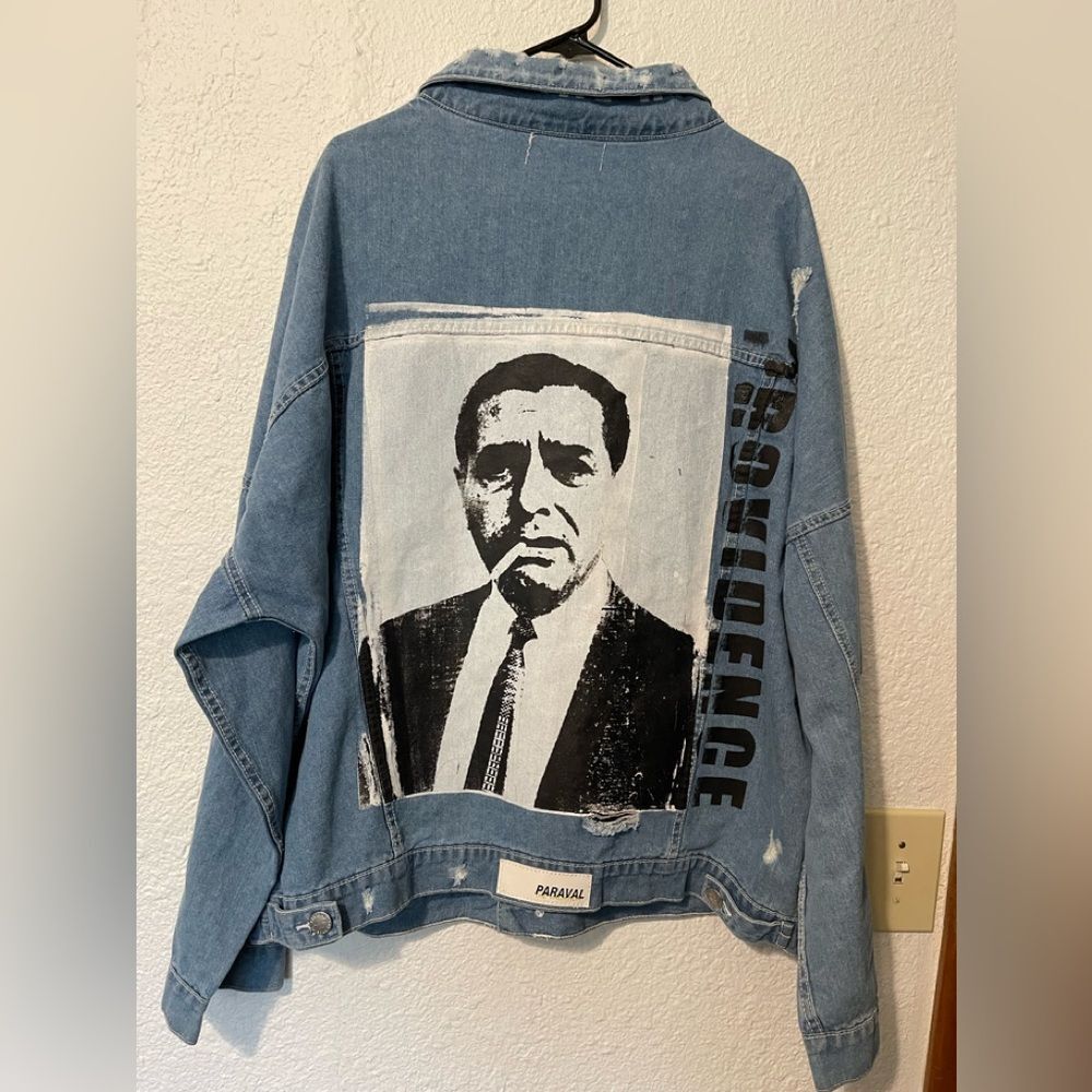Paraval Italian street wear destroyed look denim jacket sz XXL